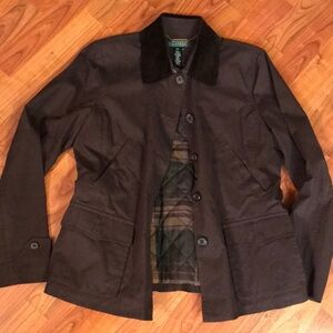 Lauren Ralph Lauren Brown Chore Style Jacket With Optional Belt/Tie Size Medium